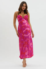 In A Daze Gathered Bust Midi Dress Pink