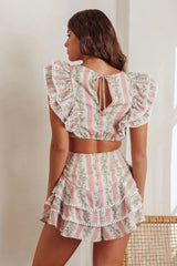 Wild And Free Tiered Ruffle Skorts Floral Natural